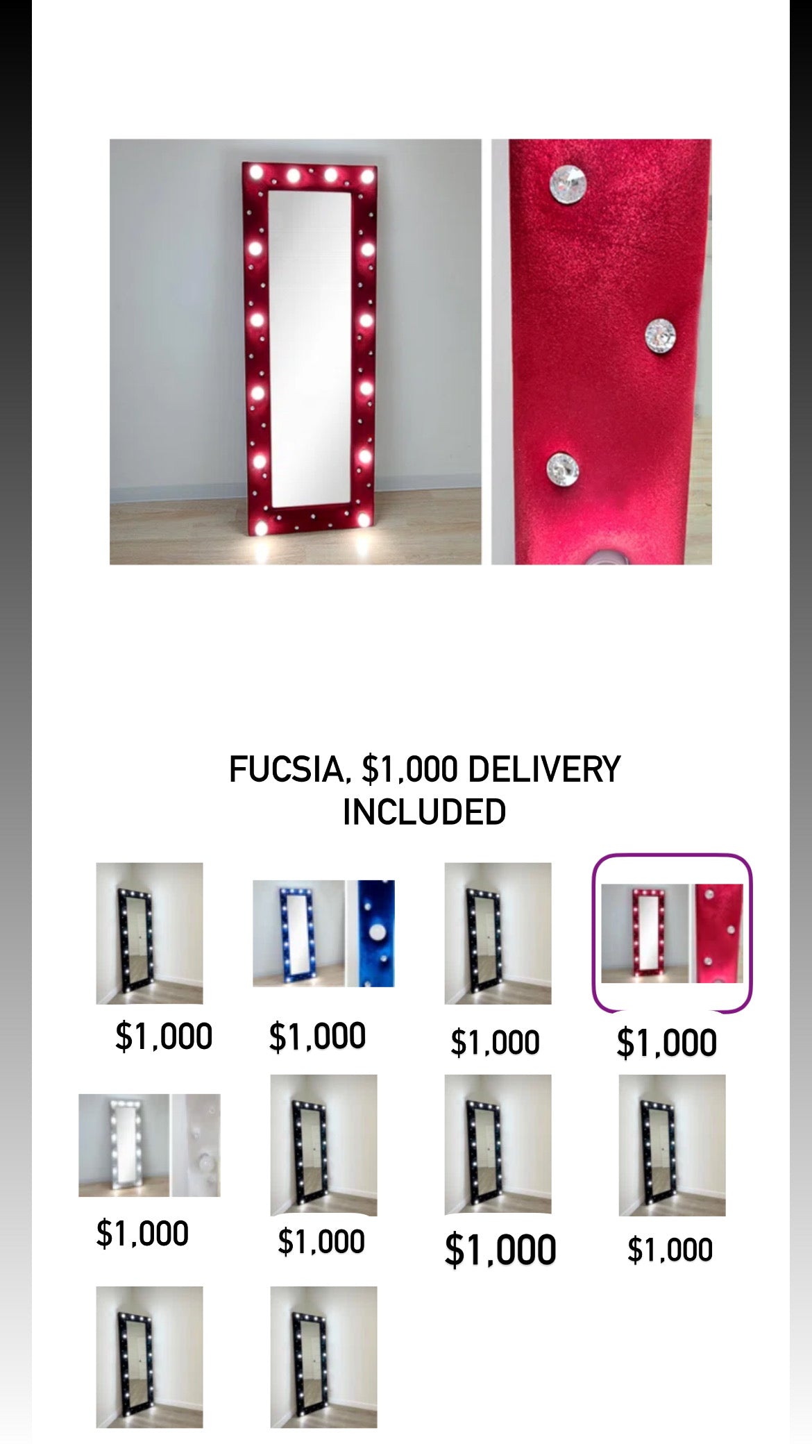 Lighted floor mirror