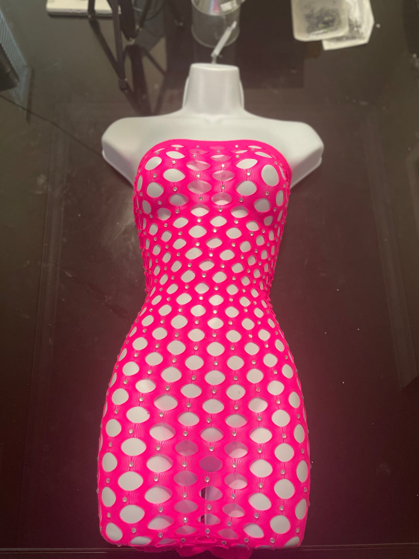 Hot pink blinged Fish Net